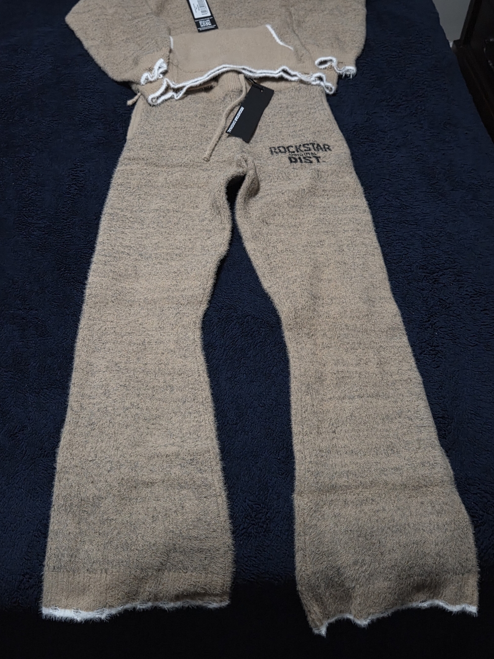 NWT Size 8 Rockstar Original Boys Lake Mohair TracksTan Knit Lounge Pants